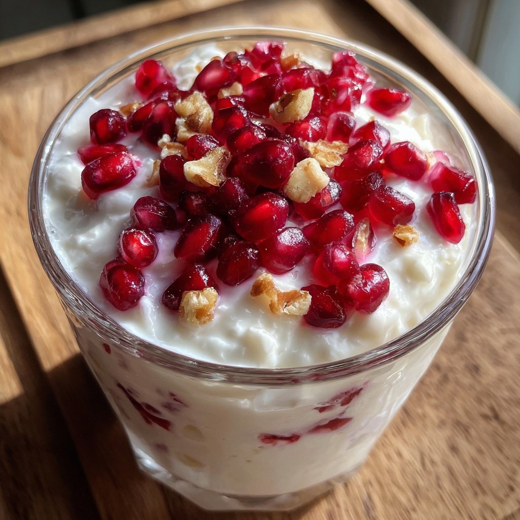 Frühstück im Glas mit Joghurt und Granatapfel