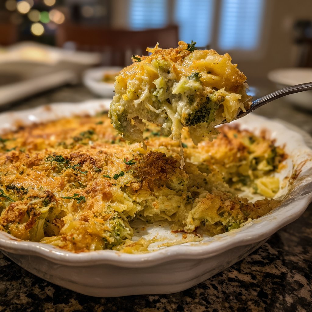 Vegetarischer Nudelauflauf mit Brokkoli
