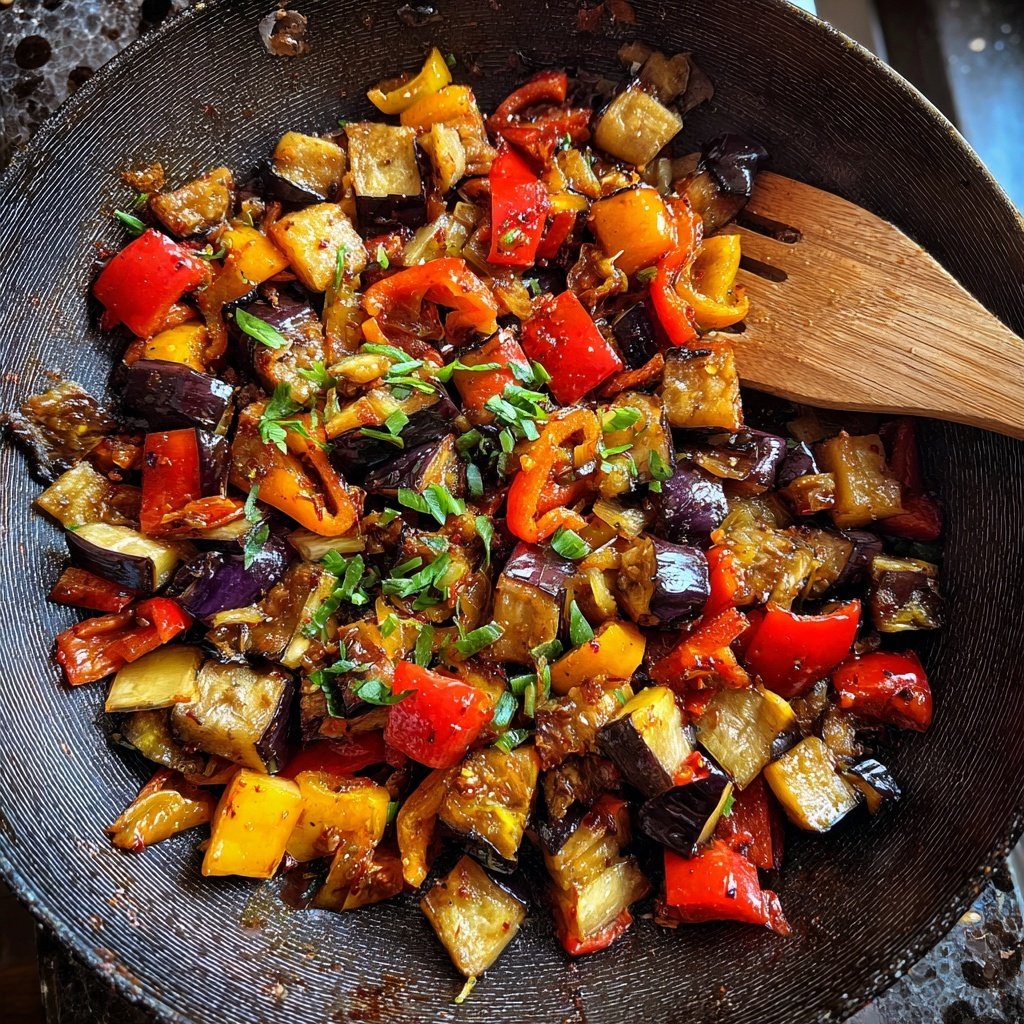Auberginenpfanne leicht und frisch