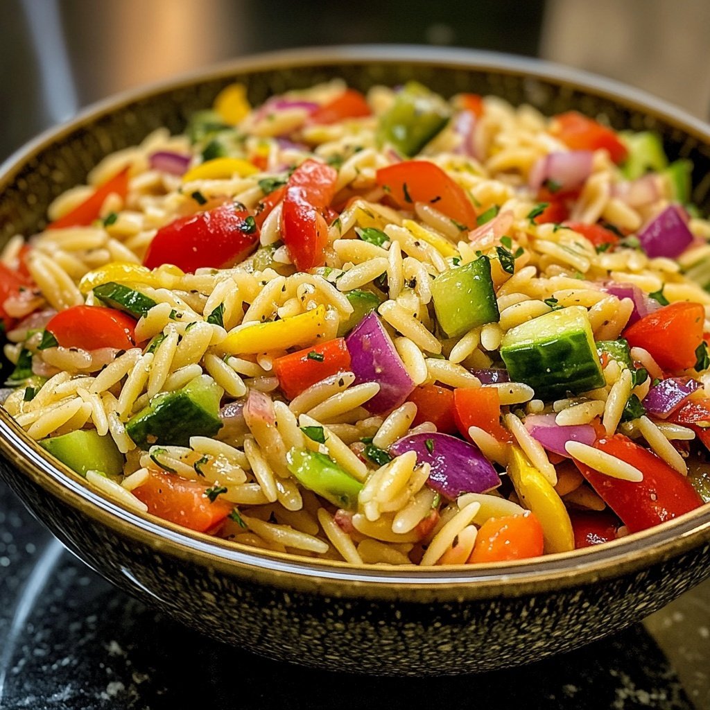 Griechischer Orzo Nudelsalat